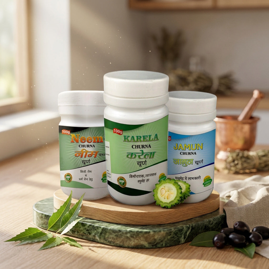 Neem Karela and Jamun Churna (Powder) Combo Natural Support for Blood Sugar & Skin Health